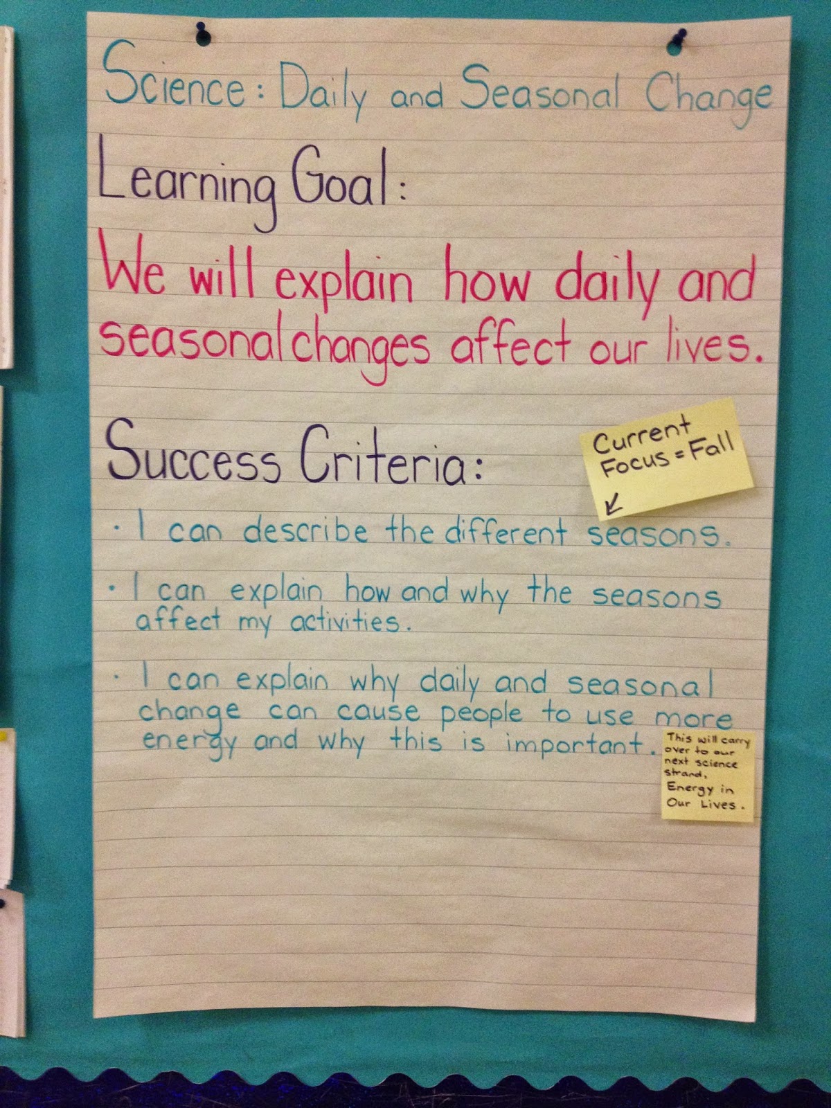 ms. brown's classroom Daily and Seasonal Change