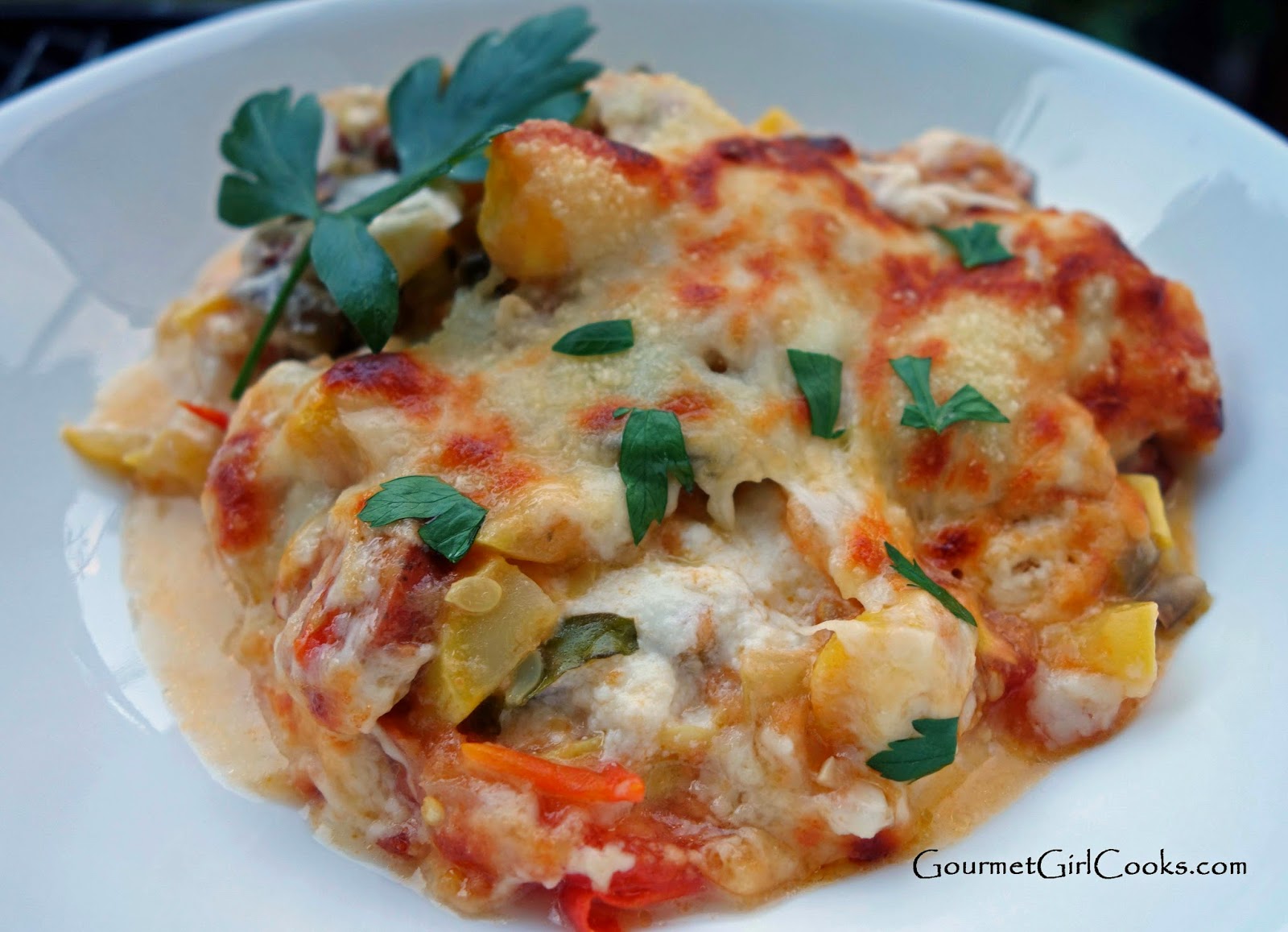 Gourmet Girl Cooks Andouille Ratatouille Bake Low Carb & Garden Fresh