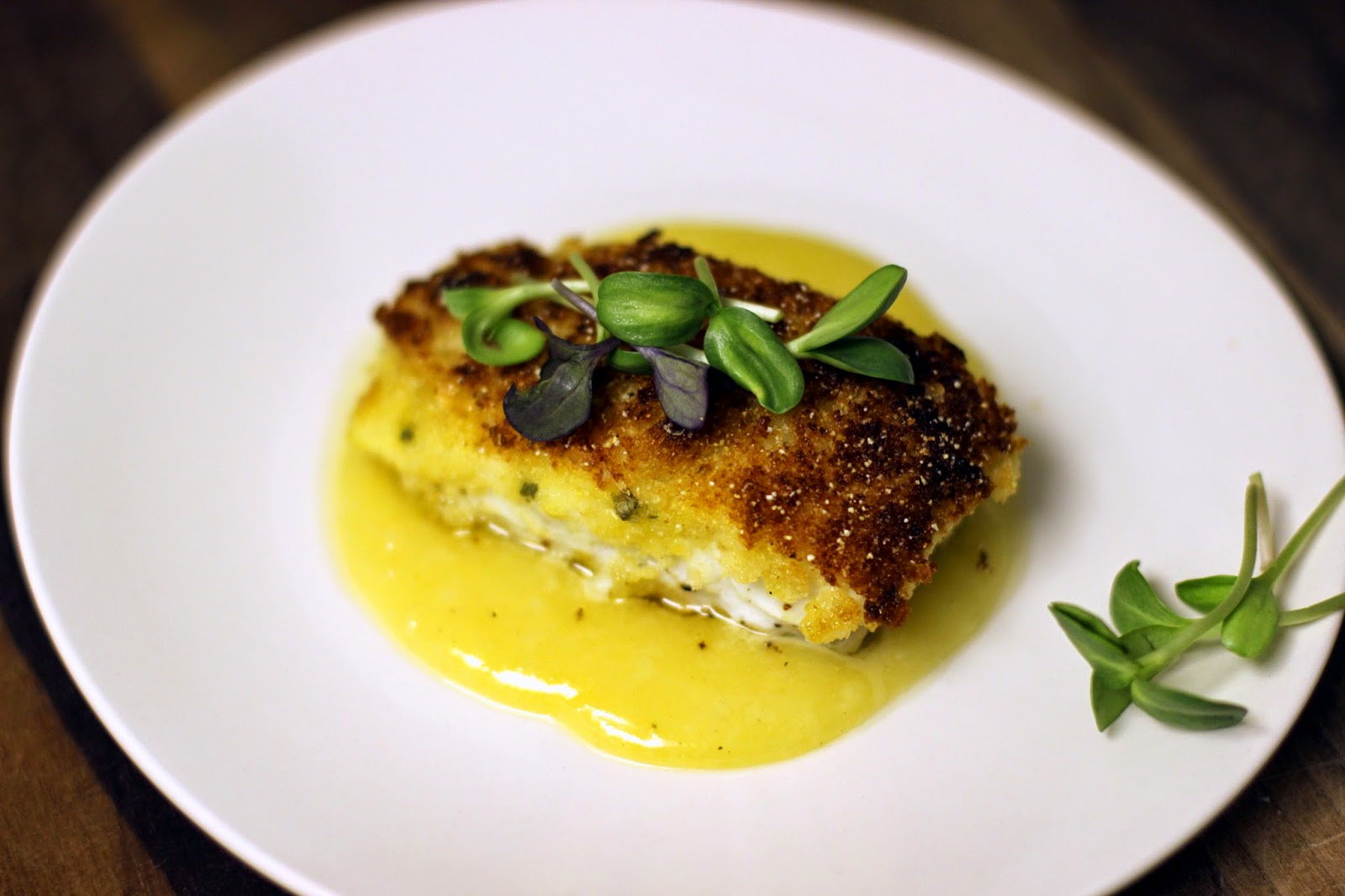 The Owl with the Goblet Crispy Crusted Halibut with White Wine Beurre