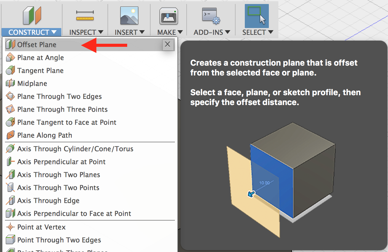 My Digital Inca Footprint Create Construction Planes In Fusion 360