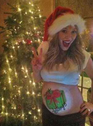 Hilary Duff painted belly bump