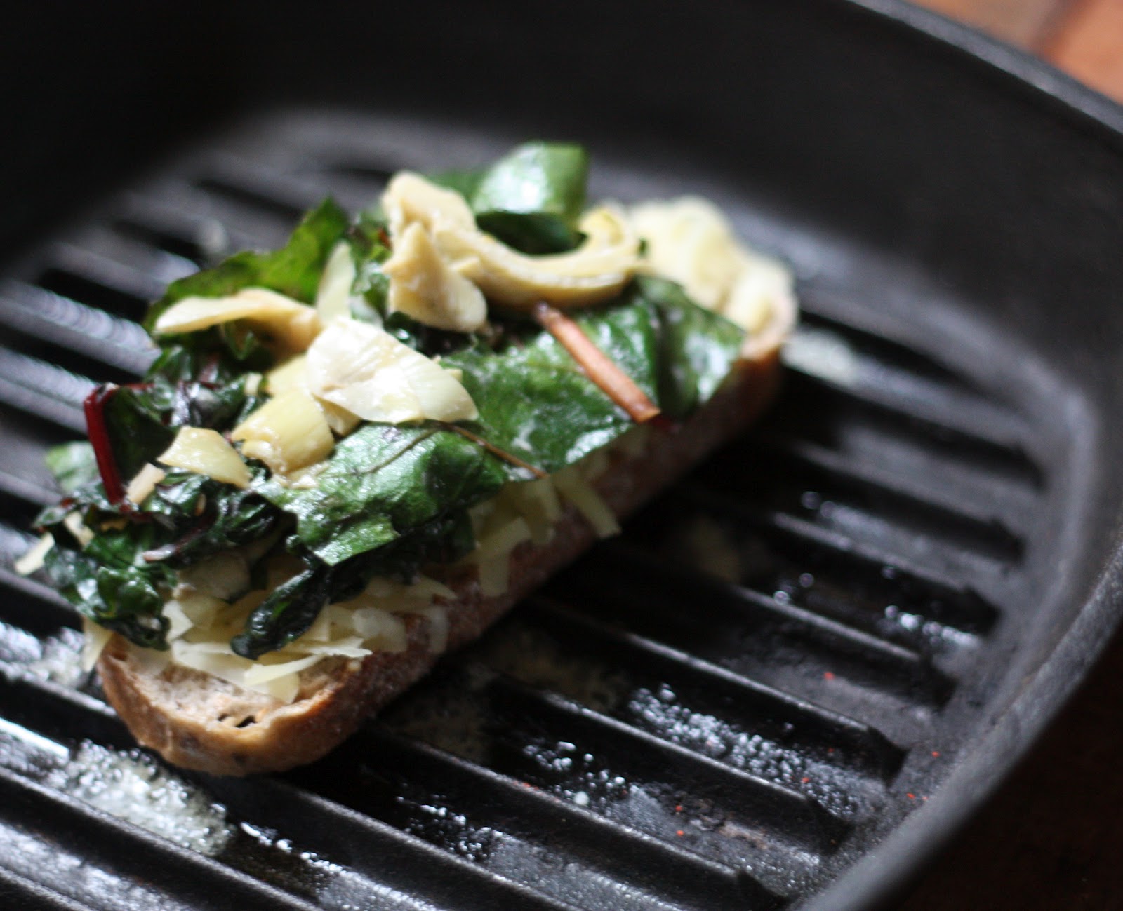 E.A.T. Swiss Chard and Artichoke Grilled Cheese