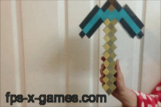 Animated gif of the life sized diamond pickaxe from FPSX Games Animated gif of the life sized diamond pickaxe from FPSX Games