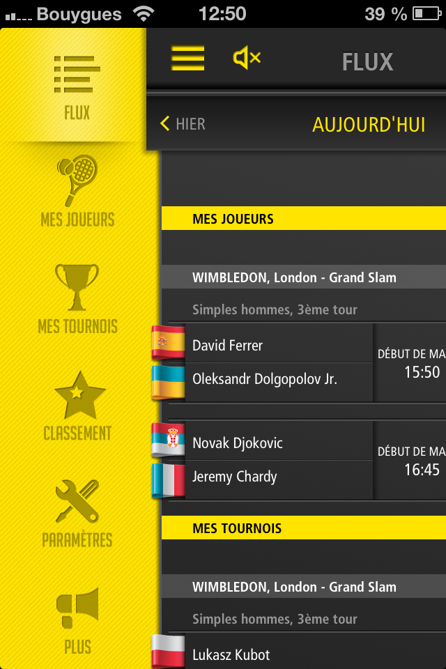 Live Score Tennis Tous les résultats en temps réél Tennis Club de l