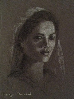 Portrait study work on canson paper by Manju Panchal