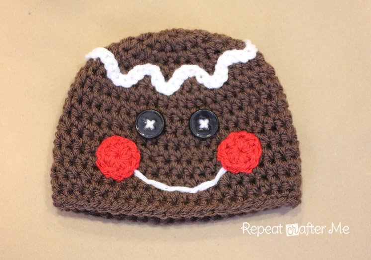 Gingerbread Man Crochet Hat Pattern - Repeat Crafter Me
