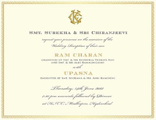 Ram Charan.Upasana Wedding Card – Exclusive