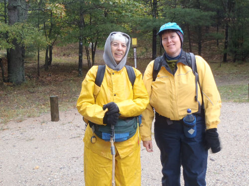 hikers in rain gear