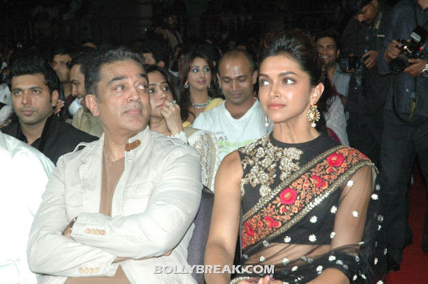 Deepika Padukone in black saree with Kamal Haasan at 59th South Filmfare Awards Deepika Padukone in black saree with Kamal Haasan at 59th South Filmfare Awards - Deepika Padukone with Kamal Haasan at 59th South Filmfare Awards
