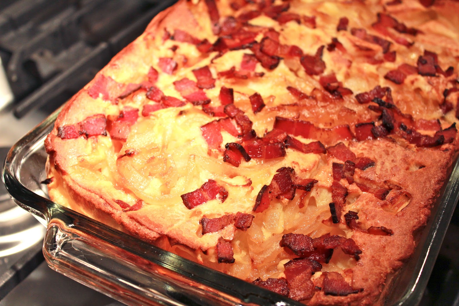 Onion and bacon tart a recipe Yankee Kitchen Ninja
