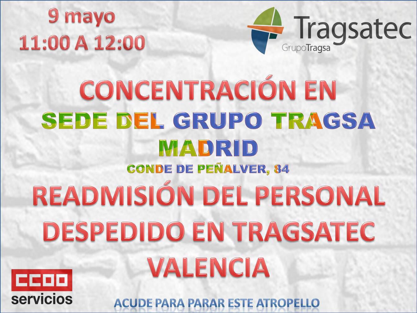 9 mayo Concentración contra los despidos en TRAGSA