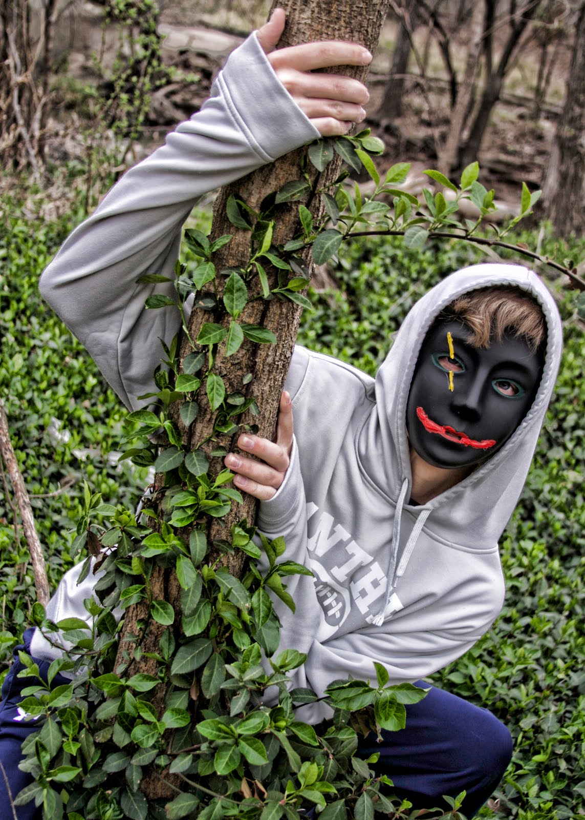 TIS Weekly Photos 2 Mr. Smith's "Lord of the Flies," Student Produced Masks Head into Nature