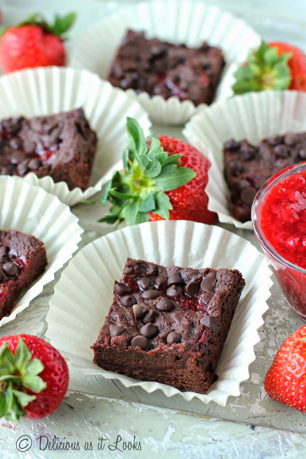 Fresh Strawberry Jam Fudge Brownies {GlutenFree, Vegan, GumFree} Delicious as it Looks