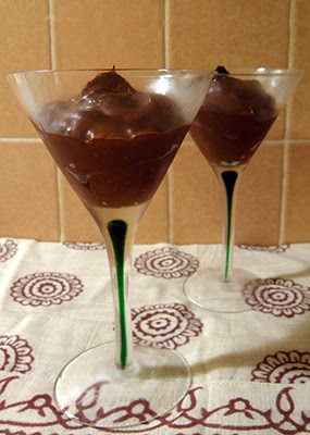 Chocolate Mousse Mounded up in two Martini Glasses