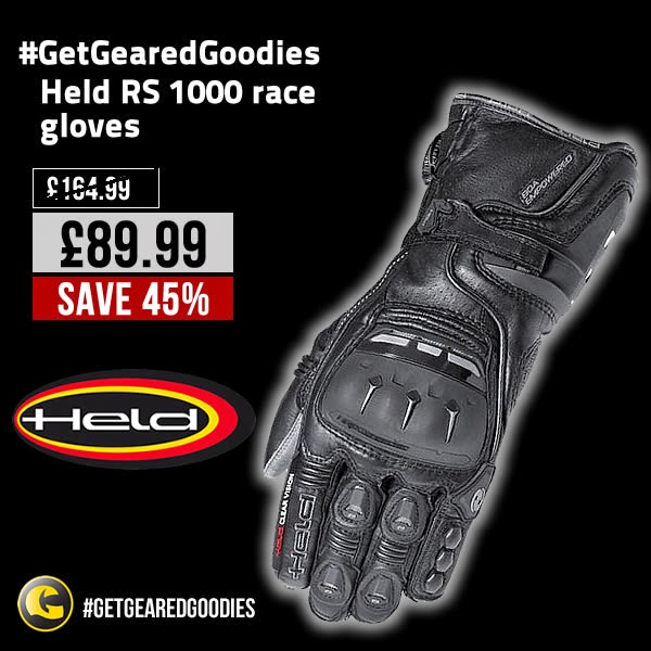 #GetGearedGoodies - Save on the Held Motorcycle Race Gloves RS1000  - www.GetGeared.co.uk