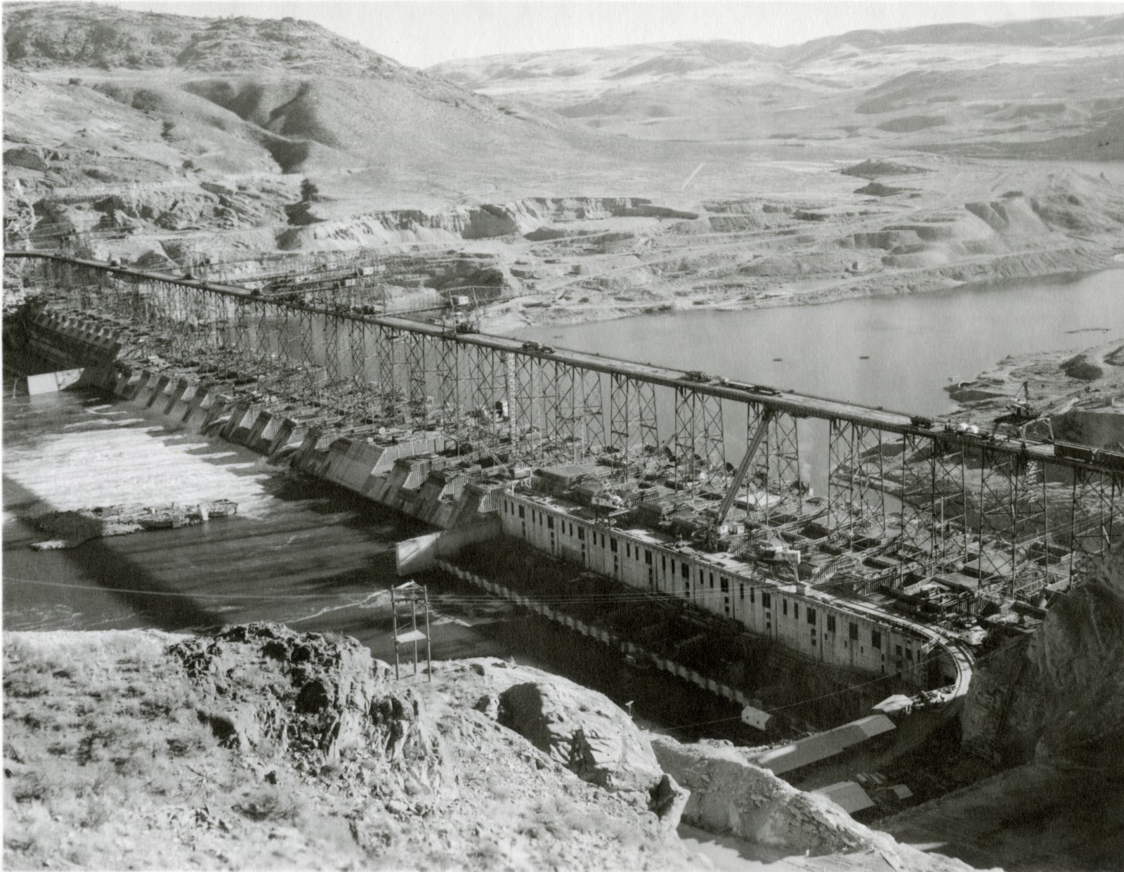 Big Bend Railroad History Grand Coulee Dam Construction Photo