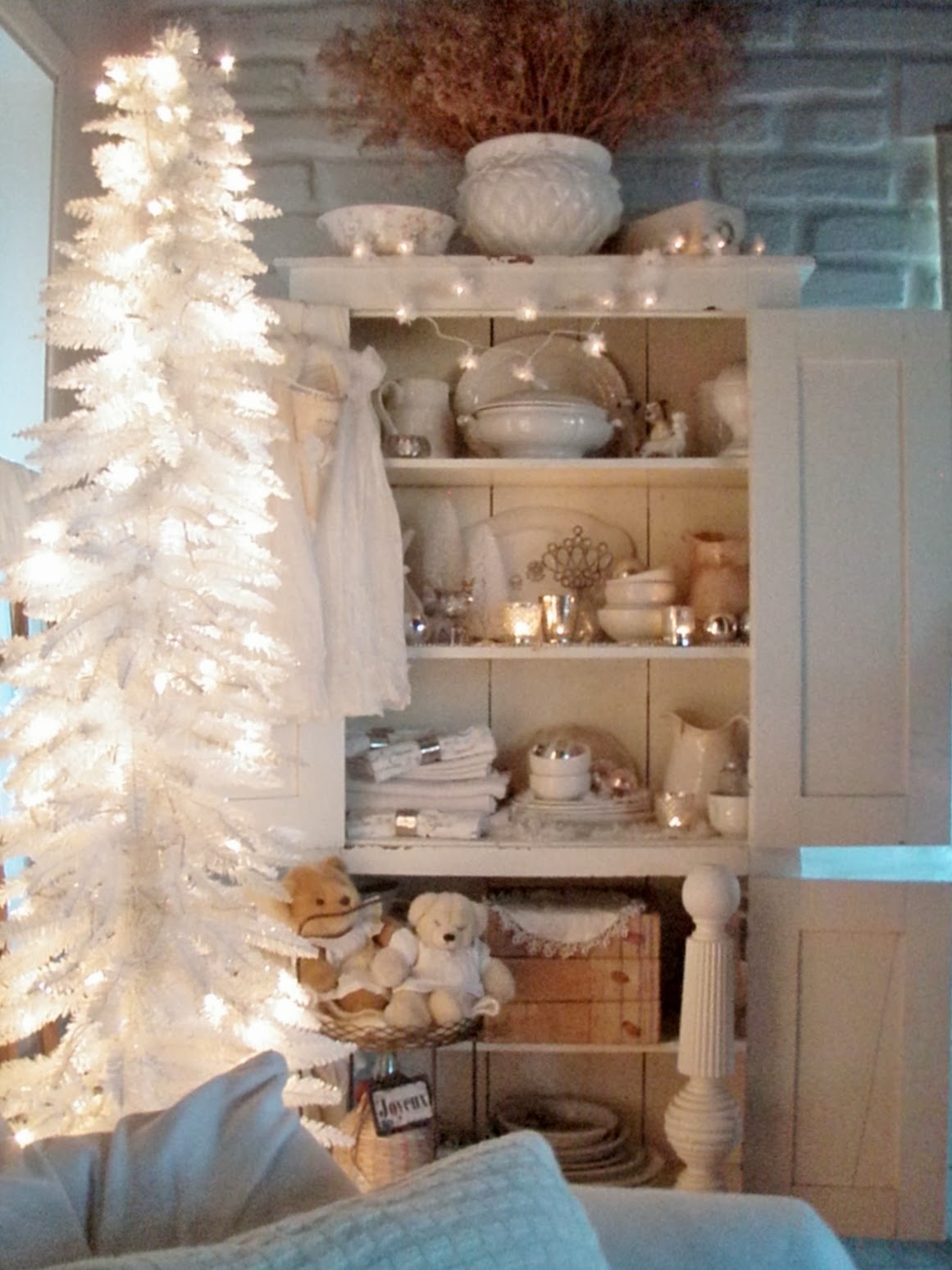 Cabin & Cottage White Christmas Cupboard