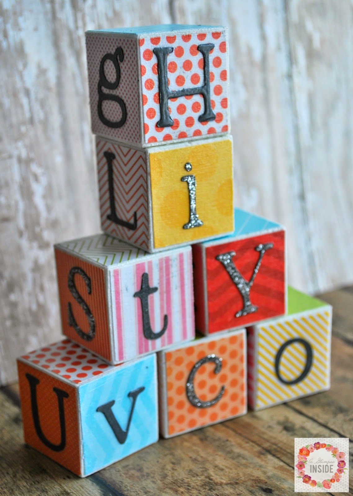 DIY Alphabet Blocks by A Glimpse Inside 
