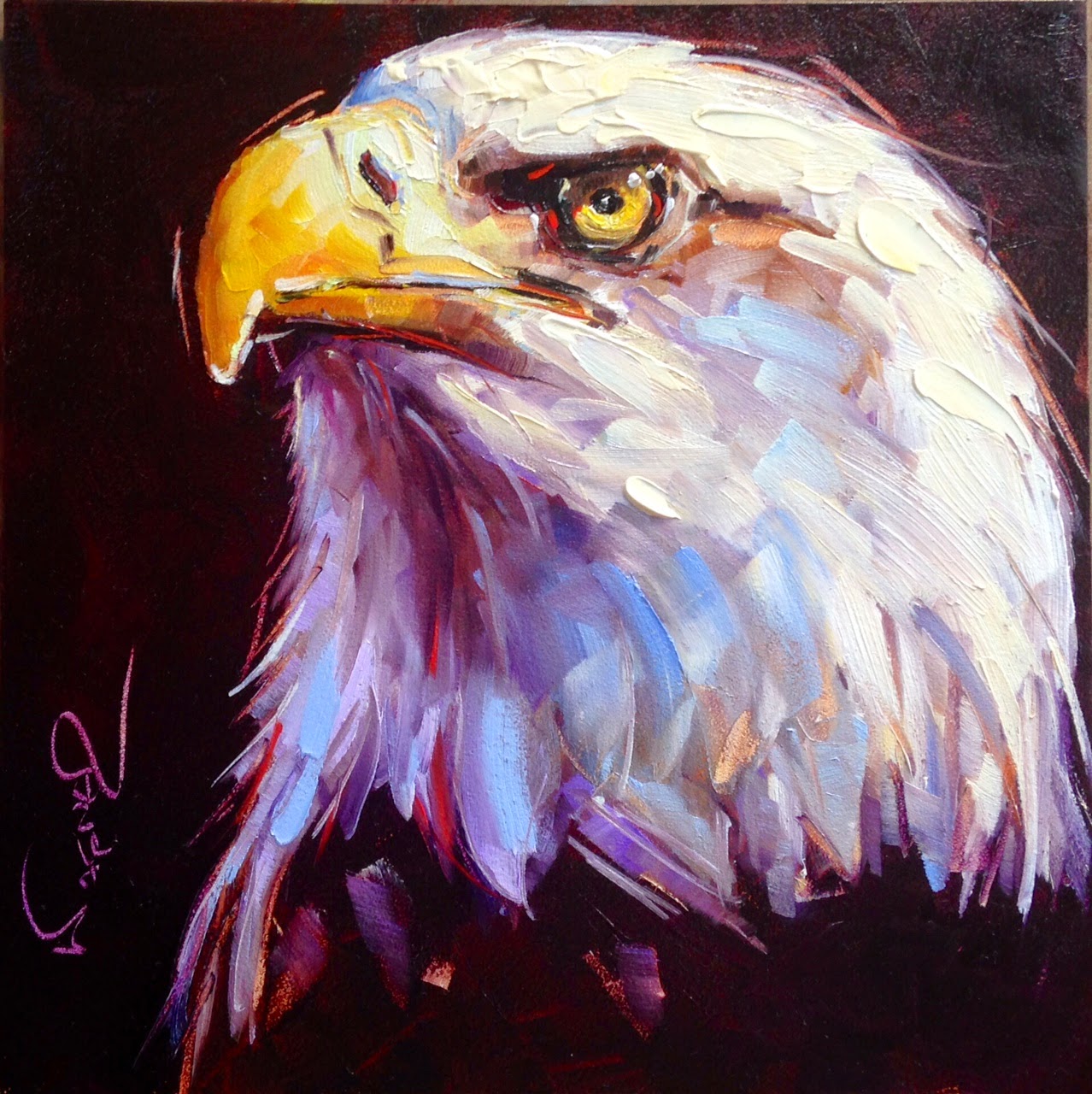 Olga Paints: ORIGINAL CONTEMPORARY BALD EAGLE PAINTING by OLGA WAGNER
