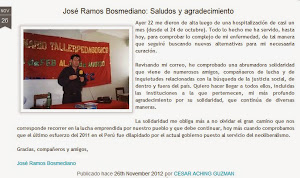José Ramos Bosmediano: Saludos y agradecimiento