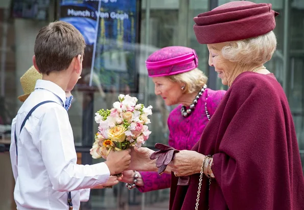 Princess Beatrix of The Netherlands and Queen Sonja of Norway attend the opening of the exhibition 'Munch : Van Gogh' at the Van Gogh Museum in Amsterdam