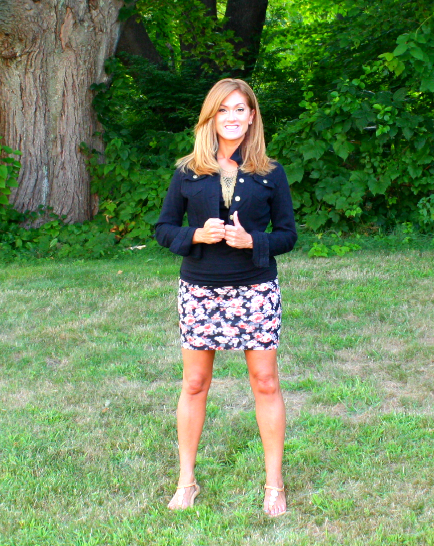 Beauty101byLisa LINKUPWITHLISA 34 Black Denim Jacket with Floral Skirt