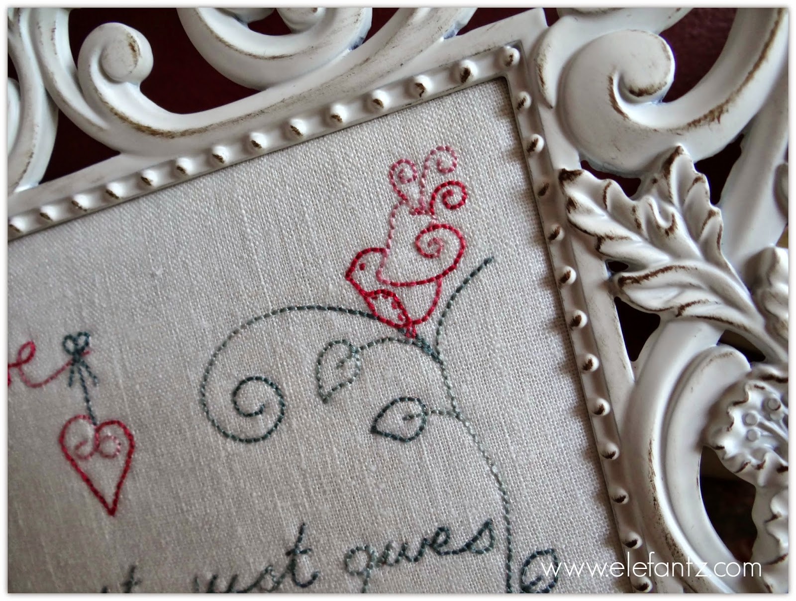 Jenny of ELEFANTZ Stitchery framing tutorial & 2nd Rosedaisy project...