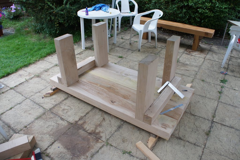 Busy being inefficient DIY project Oak beam garden furniture. Part 2