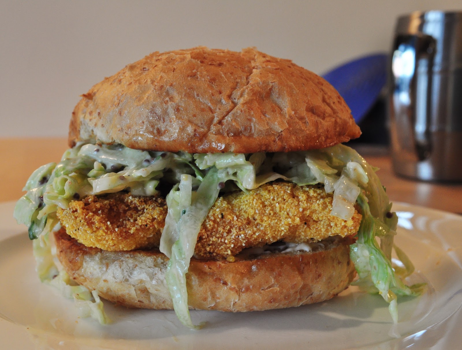 My Tiny Oven Crispy Cornmeal Fish Sandwiches with Jalapeno Slaw