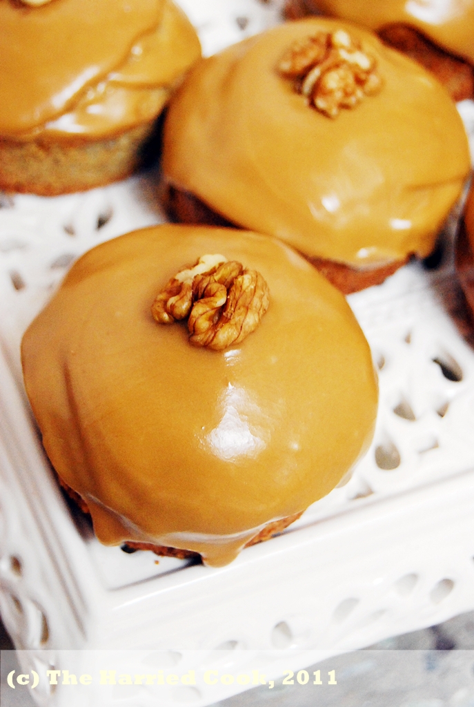 The Harried Cook Walnut Muffins w/ Coffee Glaze