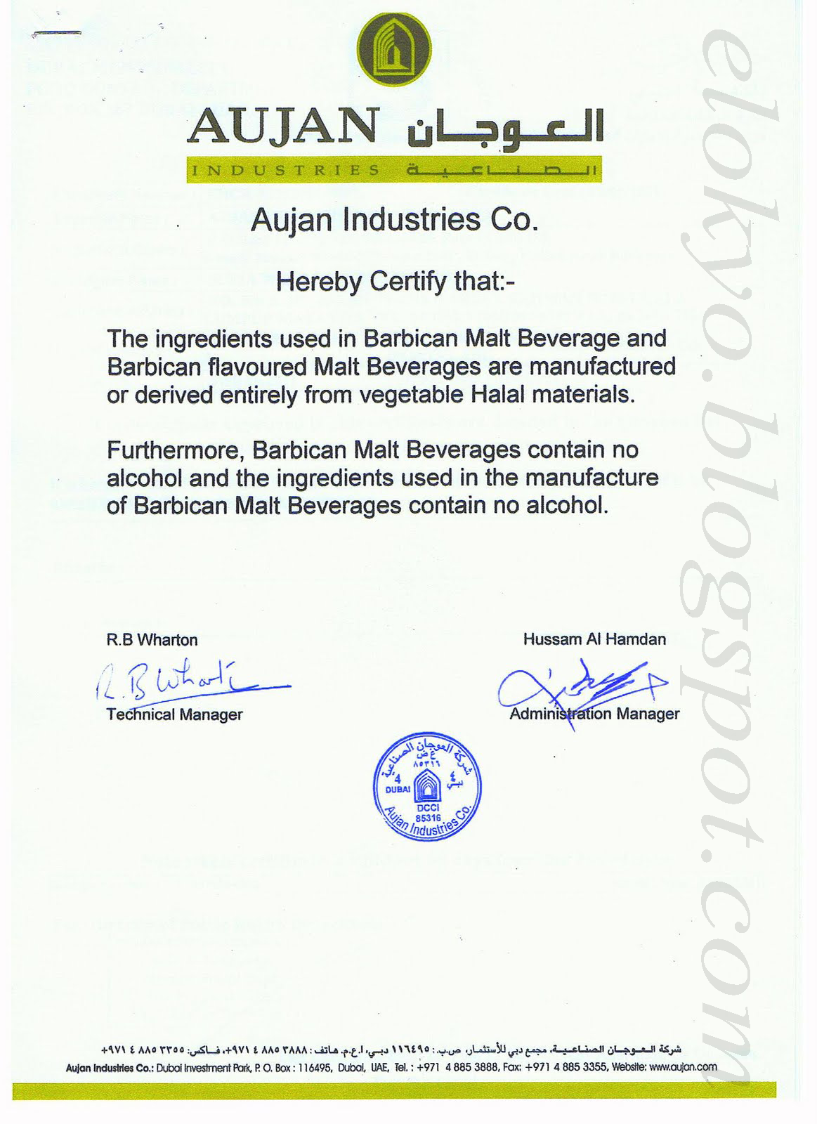 elokyo "The alcohol content in Barbican is nil"