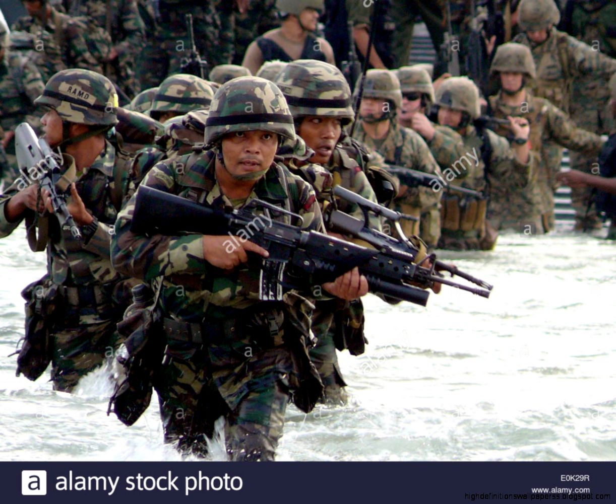 Us Navy Malaysian Army Rangers And Us Marines From Combat Assault Company