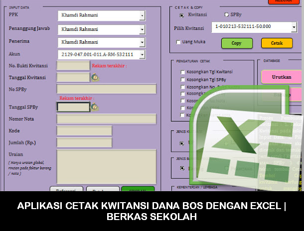 Aplikasi Cetak Kwitansi Dana Bos Dengan Excel Berkas