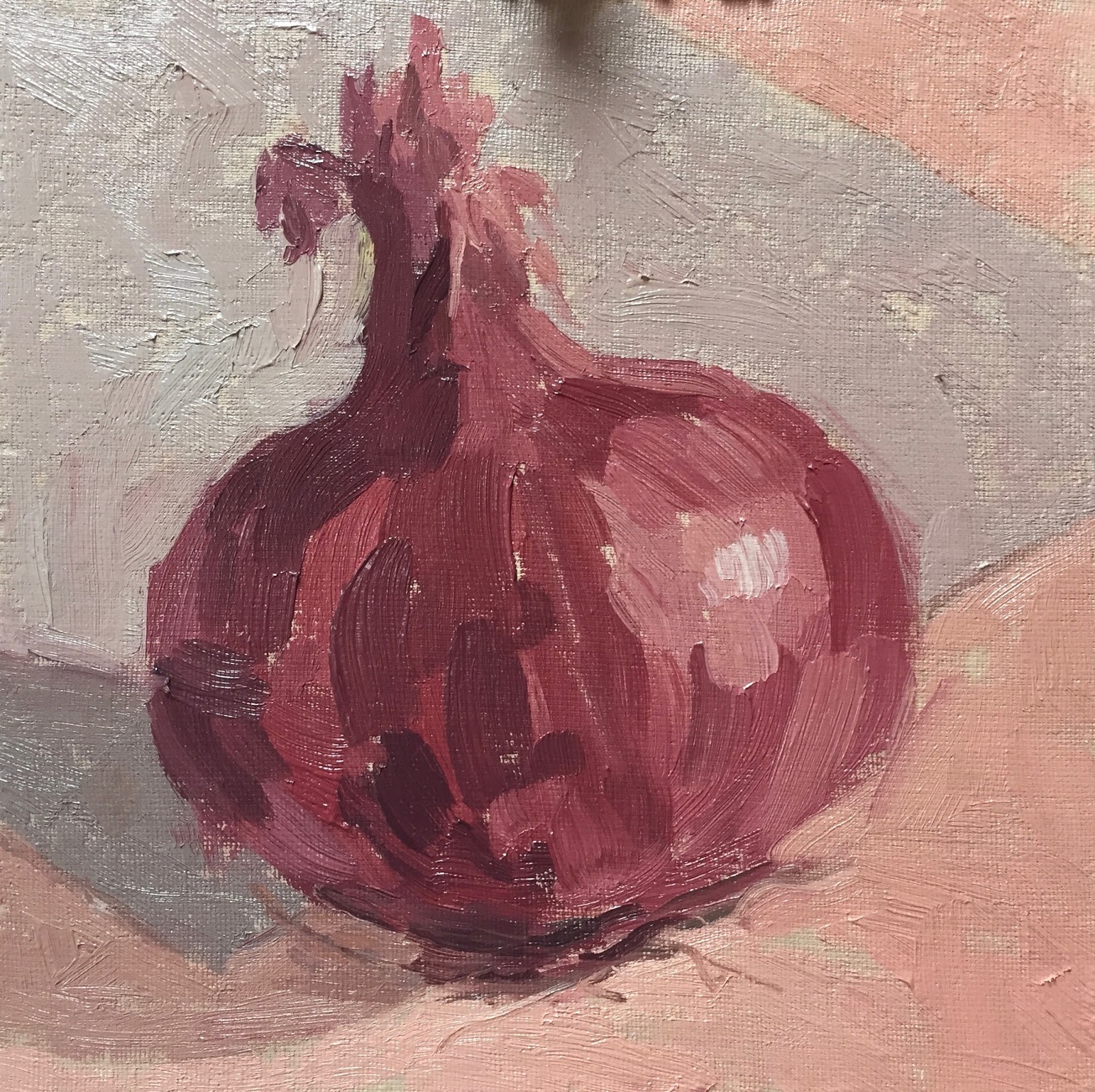 Daily Painting 6 'Red Onion' 8x8" oil on board Clare Bowen