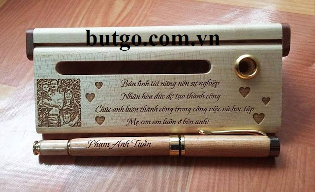 Hộp bút gỗ cao cấp :Tình cảm gia đình - công danh