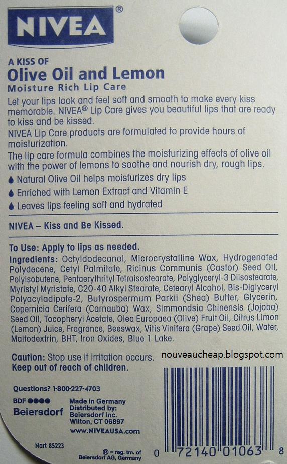 Review New Nivea A Kiss of Olive Oil & Lemon Moisture Rich Lip Care
