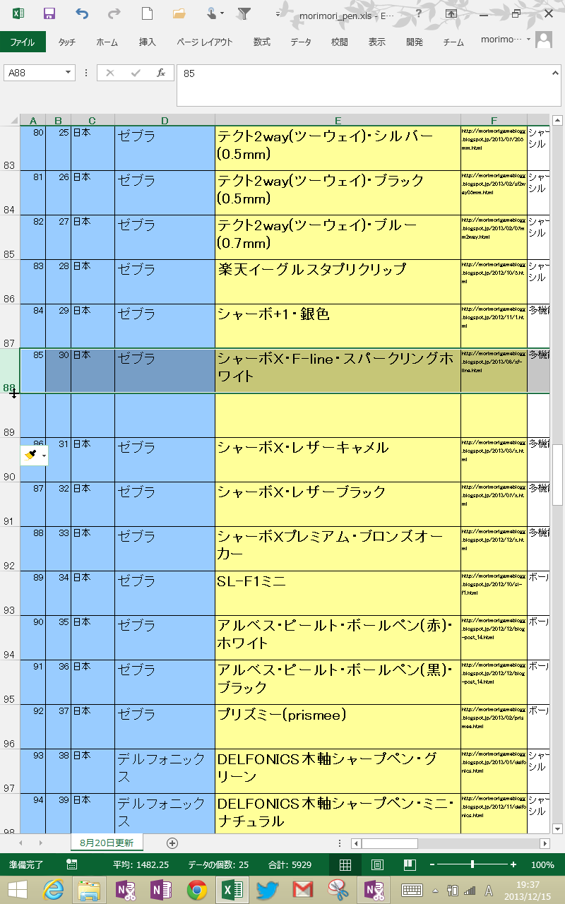 もりもりゲームブログ Excel 13をタッチで使ってみました