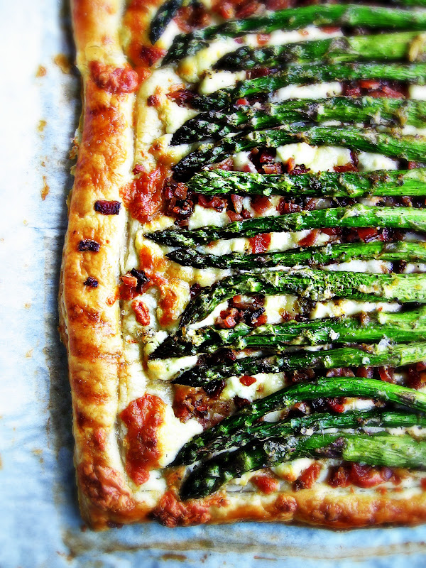 sweetsugarbean Oh Baby! Roasted Asparagus, Bacon & Cheese Tart