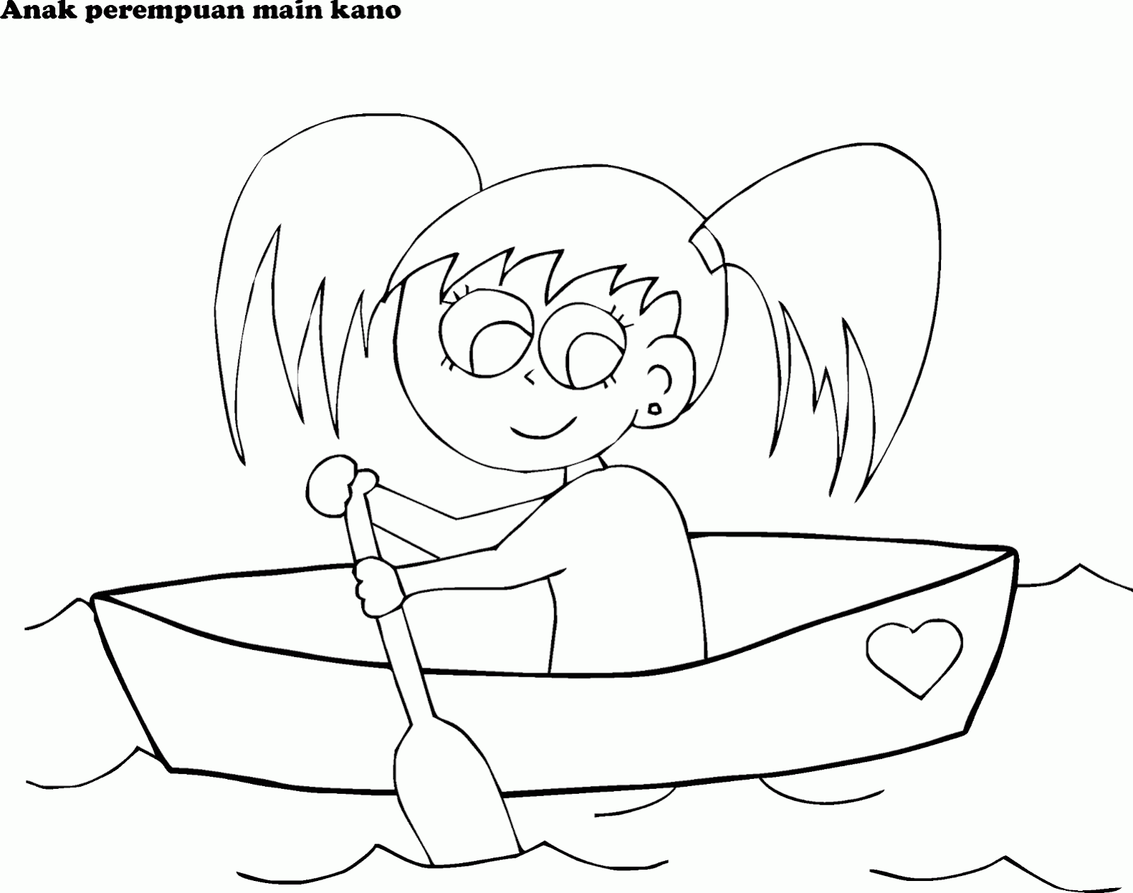 Mewarnai Gambar Anak Anak Main Kano Perahu Sanpan Contoh Anak PAUD
