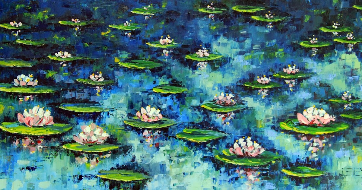 Palette Knife Paintings by Lisa Elley Water Lily by Lisa Elley