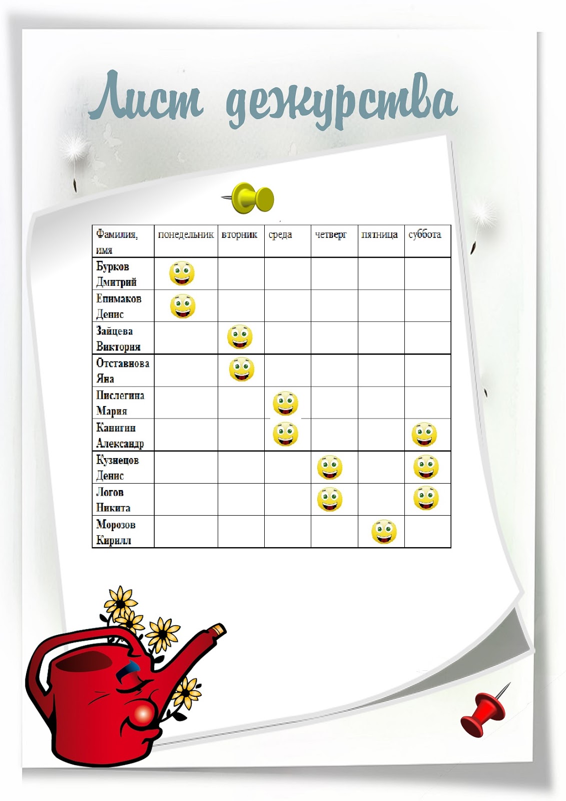 Шаблон дежурство в классе скачать бесплатно Шаблон дежурство в классе скачать бесплатно