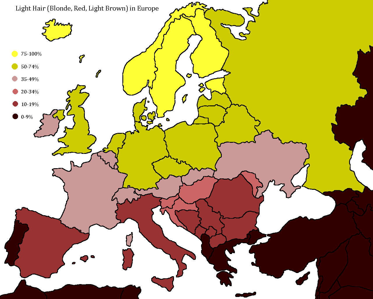 europe blonde hair map