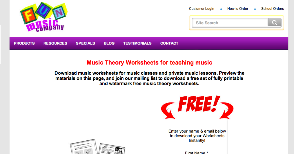Music Theory Worksheets (free)