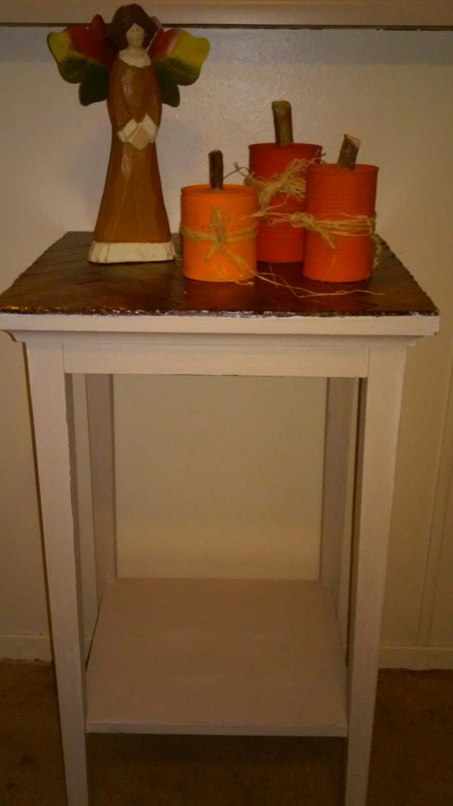 Reduce, Reuse, Renewed Paint Stick Herringbone Table Top