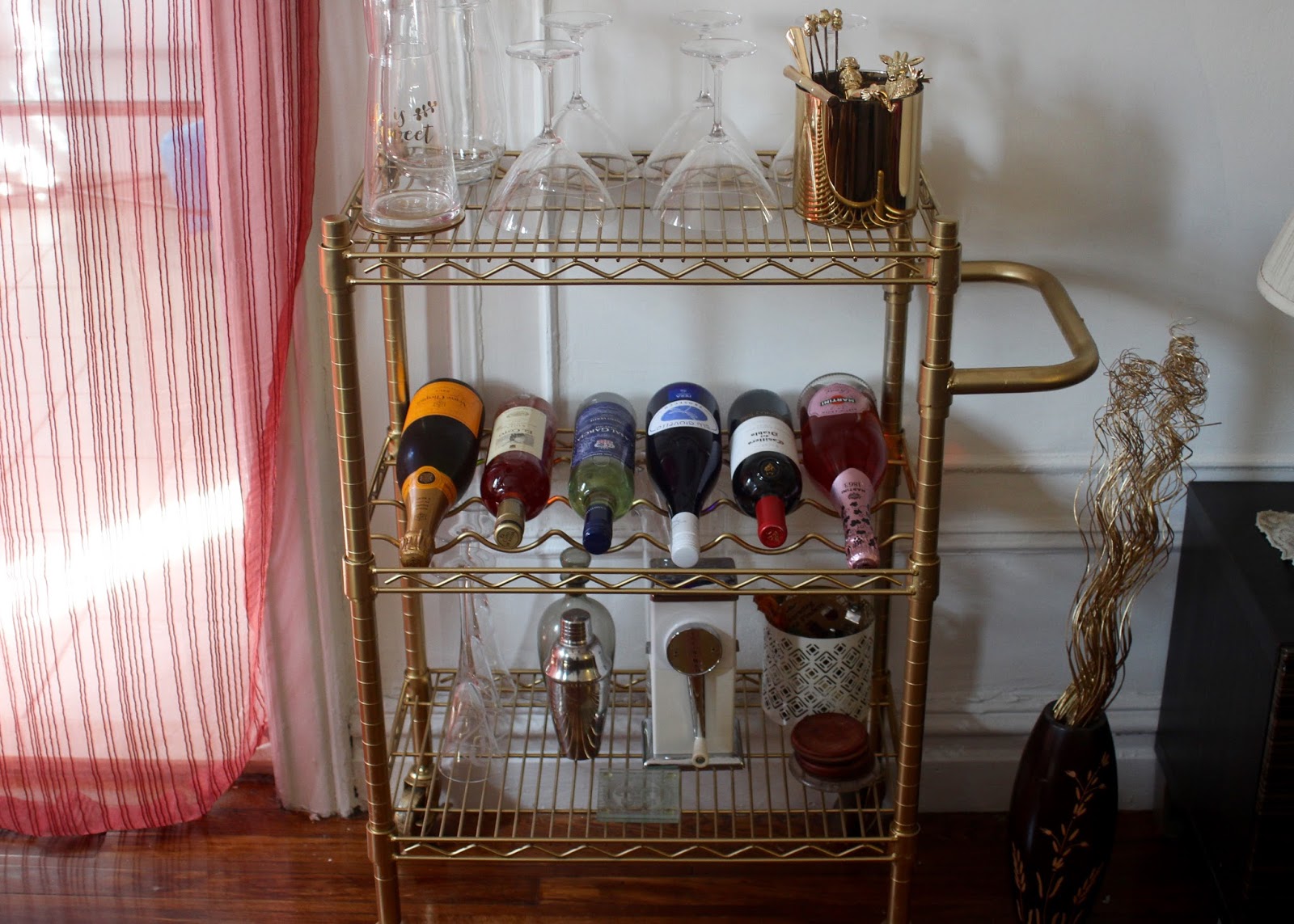DIY Gold Rolling Bar Cart Domesticated Me