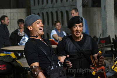 the expendables 3 set photo antonio banderas and sylvester stallone