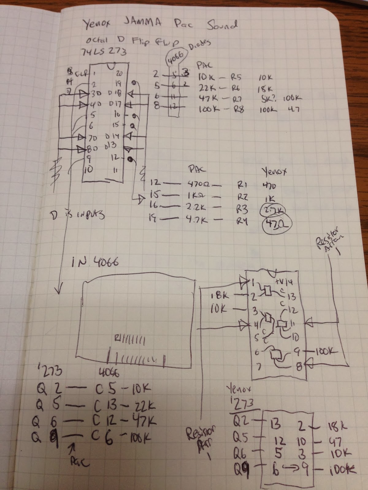 I had to trace four similar paths from a quad flip-flop, through a quad bidirecional switch, to the audio output. It got really confusing at times, ...