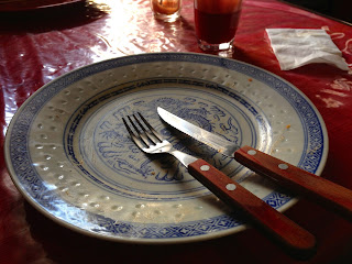 mis-matched plates and cutlery at Vego and Love'n It, Adelaide