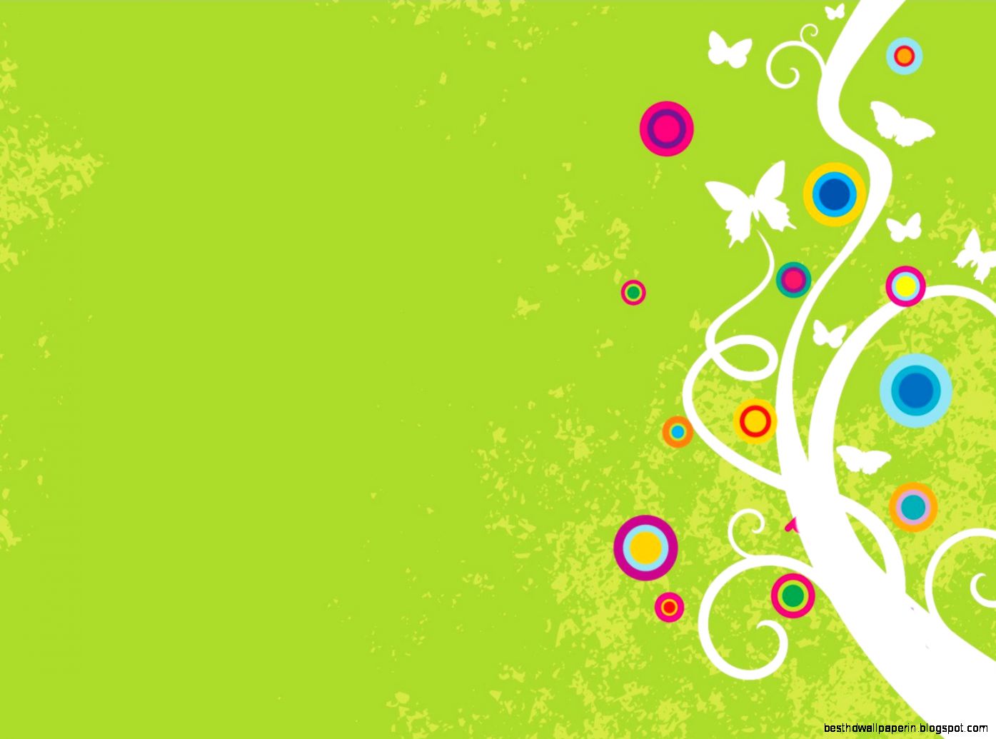 Green Swirl Background with Butterflies Green Swirl Background with Butterflies