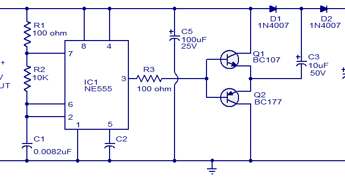 NE555 Voltage doubler circuit | audio wiring diagram